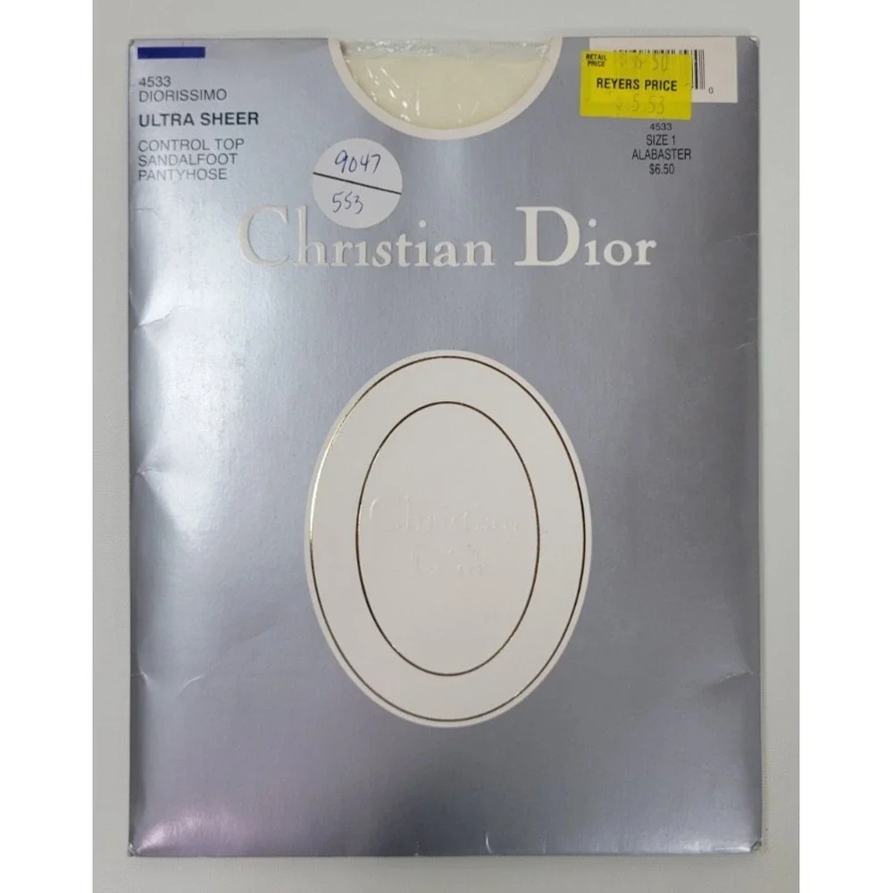 Christian Dior 4533 Diorissimo Ultra Sheer Control Top Panty Hose Alabaster Sz 1
